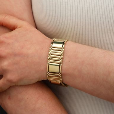 Pre-Owned 18ct Yellow Gold 8" Fancy Bar Link Bracelet