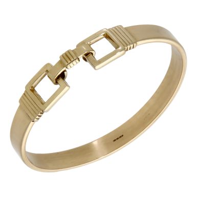 Pre-Owned 9ct Yellow Gold Solid Buckle Style Hookover Bangle