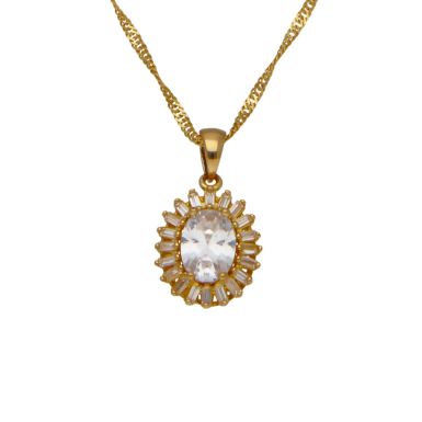 Pre-Owned 22ct Yellow Gold Cubic Zirconia Cluster Necklace