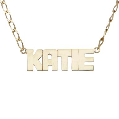 Pre-Owned 9ct Gold 17" Curb Link Katie Name Chain Necklace