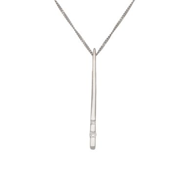 Pre-Owned 18ct White Gold Diamond Set Bar Pendant Necklace