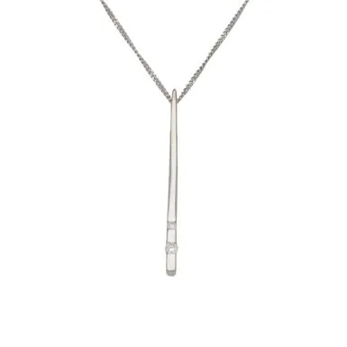 Pre-Owned 18ct White Gold Diamond Set Bar Pendant Necklace