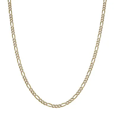 Pre-Owned 9ct Yellow & White Gold 20" Figaro Chain Necklace