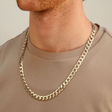 Pre-Owned 9ct Yellow Gold 22" Heavy Curb Chain Necklace