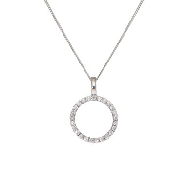 Pre-Owned 9ct White Gold 0.25ct Diamond Circle & Chain Necklace