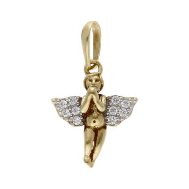 Pre-Owned 9ct Yellow Gold Cubic Zirconia Angel Cherub Pendant