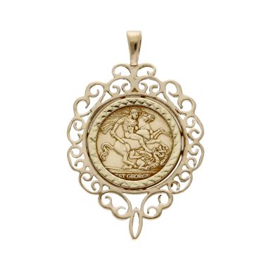 Pre-Owned 9ct Yellow Gold George & Dragon Coin Style Pendant