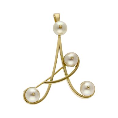 Pre-Owned 18ct Yellow Gold Pearl Set Initial A Pendant Brooch
