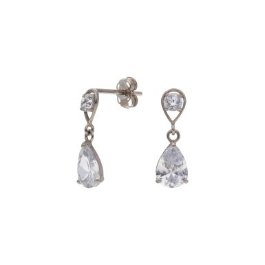 Pre-Owned 9ct White Gold Cubic Zirconia Teardrop Earrings