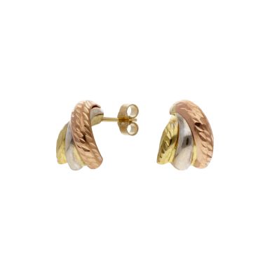 Pre-Owned 18ct Yellow Rose & White Gold 3 Row Stud Earrings