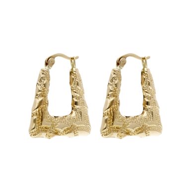 Pre-Owned 9ct Yellow Gold Patterned Handbag Creole Earrings
