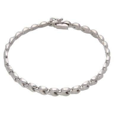 Pre-Owned 9ct White Gold 7.75 Inch Hollow Fancy Link Bracelet