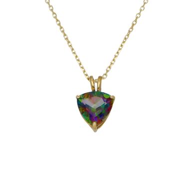 Pre-Owned 9ct Yellow Gold Mystic Topaz Pendant & Chain Necklace