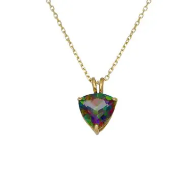 Pre-Owned 9ct Yellow Gold Mystic Topaz Pendant & Chain Necklace