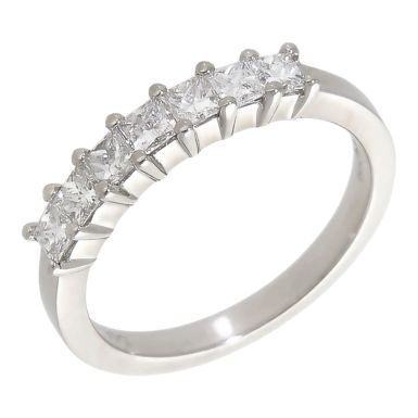 New Platinum 0.50ct Princess Cut Diamond Half Eternity Ring