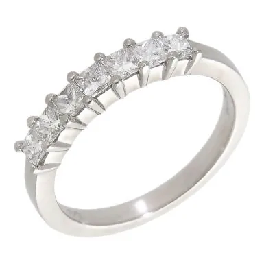 New Platinum 0.50ct Princess Cut Diamond Half Eternity Ring