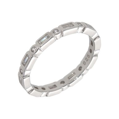 New Sterling Silver Cubic Zirconia Mixed Cut Full Eternity Ring