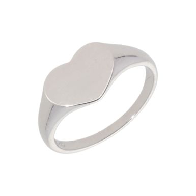 New Sterling Silver Heart Shaped Signet Ring
